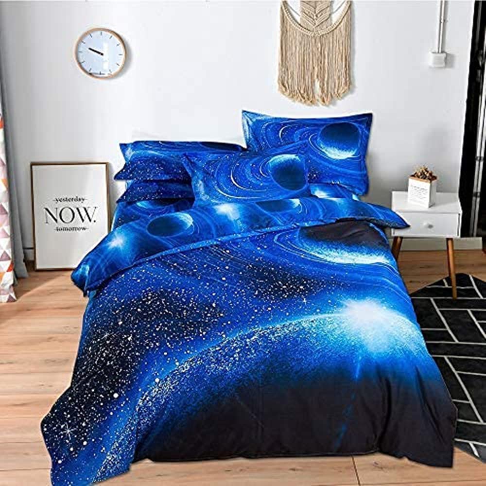 choicehot Duvet Cover Double Size Set - Galaxy Space Kids Reversible Quilt Cover, Ultra Soft Starry Theme for Girls, Boys and Teens