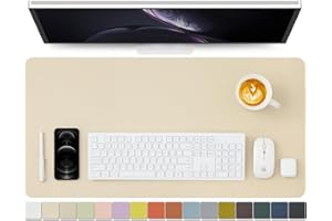 HOMIEAZICOZI Leather Desk Mat - Non-Slip PU Desk Pad for Office and Home - Desk Organization and Accessories - Ideal for Large Mouse Pad and Desk Mats on Top of Desks (Beige,31.5"x 15.7")