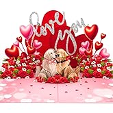PIECE GIFT - Romantic Couple Dog Valentines Card - 3D Pop Up Valentines Day Card for Husband, Wife, Him, Her, Boyfriend, Girlfriend, 6x8 in Love Valentine Pop Up Cards for Adults - Envelope Included