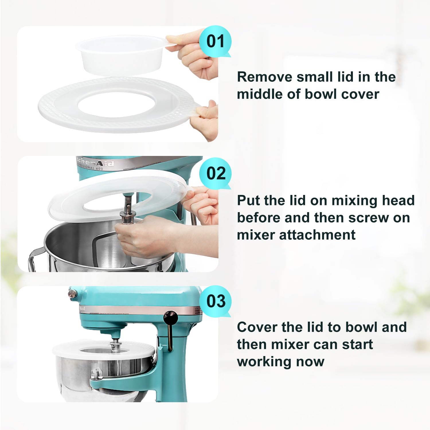 6 QT Stainless Steel Mixer Bowl & Mixer Bowl Lid Cover for KitchenAid Bowl-Lift Mixer, Kitchen Aid Mixing Bowl Replacement for 6 Quart Lift Mixer with Bigger Handle, Dishwasher Safe