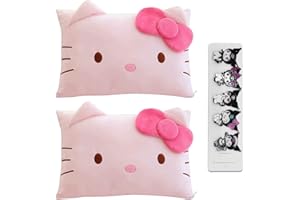 SHUYUN Cartoon Cute Pillowcase Anime Double Sided Plush Pillowslip Girl Bedroom Decoration Kawaii Cotton Pillowcase + Cute Hairpin (Red+Red)
