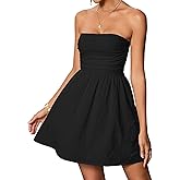 VKIHOC Summer Strapless Mini Dress Sleeveless Smocked Flowy A Line Beach Tube Top Dresses for Women 2026