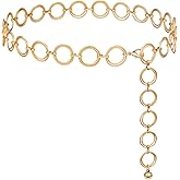 WERFORU Women Multilayer Gold Silver Metal Link Body Chain Belt Ladies Waist Chain Belts for Jeans Dress
