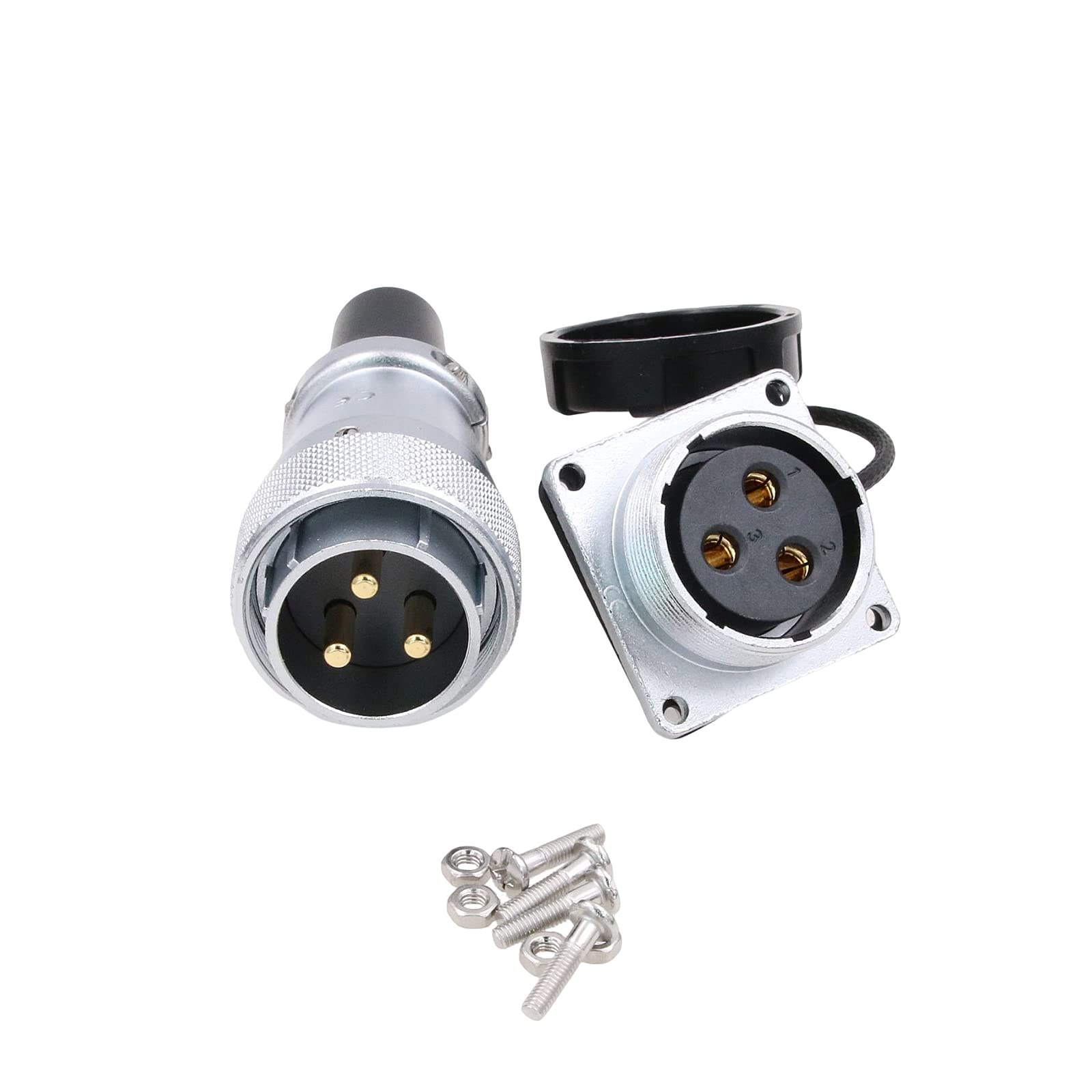 Eonvic WEIPU WS28 Connector Waterproof IP67 Metal Male Plug Female Square Socket Panel Mount Aviation Cable Connector (3Pin)