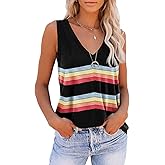 ETCYY Women's Sleeveless V Neck Tank Tops Summer Trendy 2025 Causal Cute Printed Loose Fit Workout Athletic Yoga Shirts,Color Black,Medium