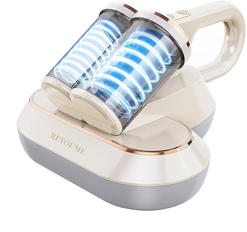 ReYoume Mattress Bed Vacuum Cleaner with 253.7nm UV-C Light, 300W & 13Kpa Strong Suction, Electric Roller Brush HEPA Filter, 149℉ High Heating Tech, Handheld Corded Vacuums for Bed Carpet Sofa (White)