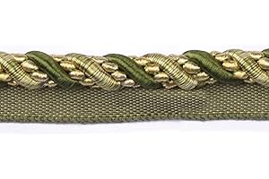 BEL AVENIR 0.43 inch 13 Yards Twisted Lip Cord Trim Basic Sewing Luxury Multicolor Handmade Crafts DIY Crafts Decoration Edge Piping Embellishments (Green)