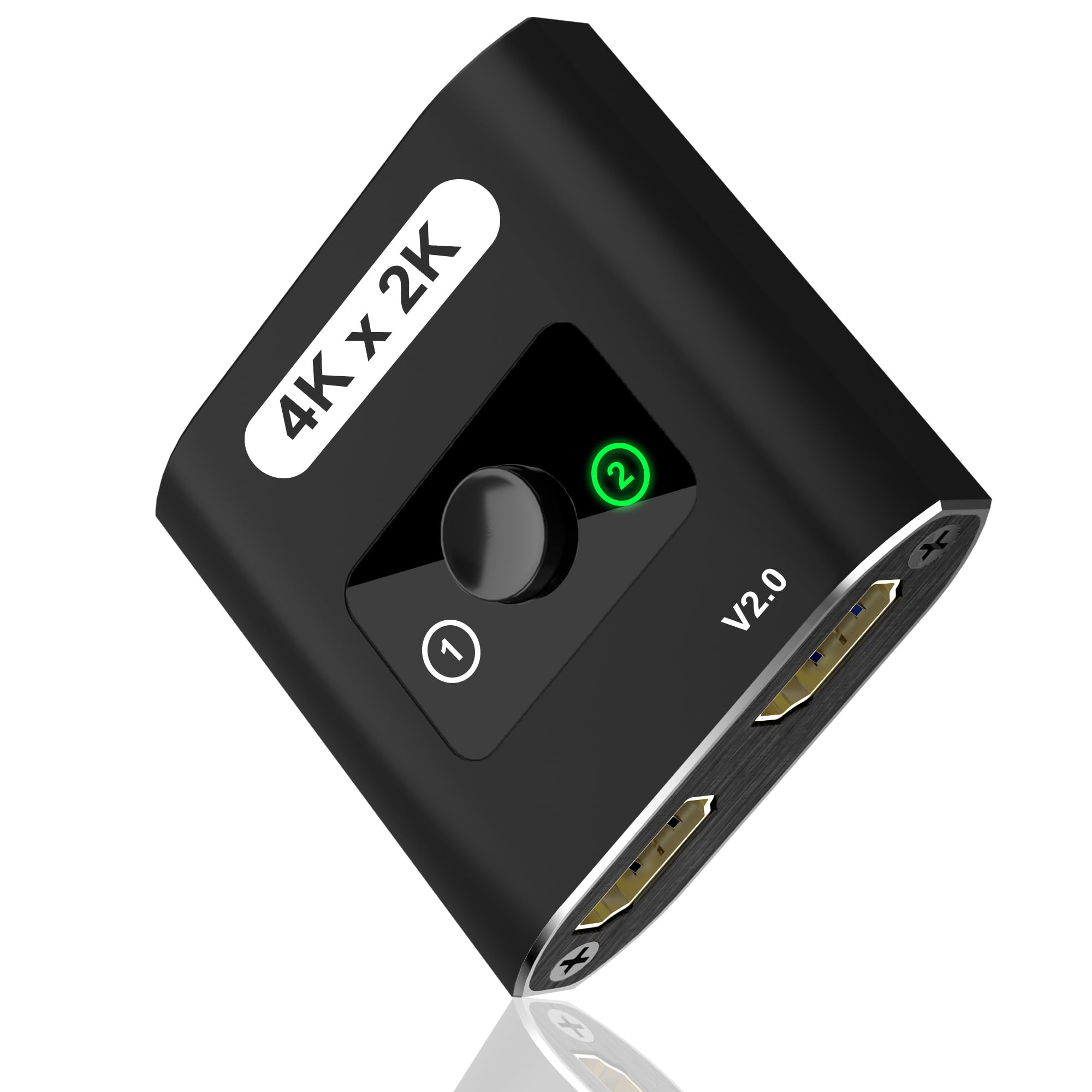 Photo 1 of HDMI Switch Splitter 4K@60Hz, Aluminum Bi-Directional HDMI 2.0 Switcher, HDMI Splitter 1 in 2 Out/ 2 in 1 Out, Support 4K 3D HDR for Xbox, PS5/4/3, Fire Stick, Roku, HDTV, Projector, Computer (Black)