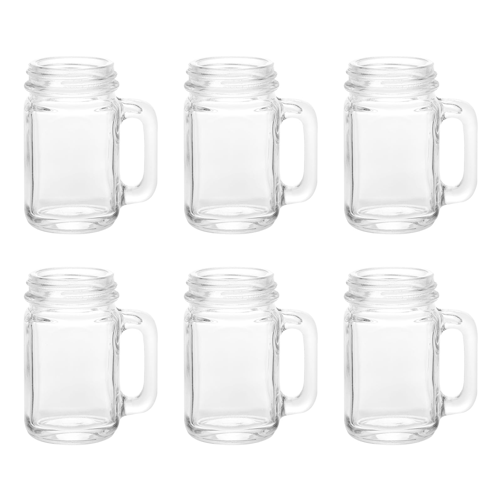 Uxcell Mason Jar Shot Glasses with Handles, 6Pcs 45ml/1.6 OZ Reusable Mini Mason Shooter Glass for Wedding Party Favors Home Bar Drinks Shot Favors Desserts