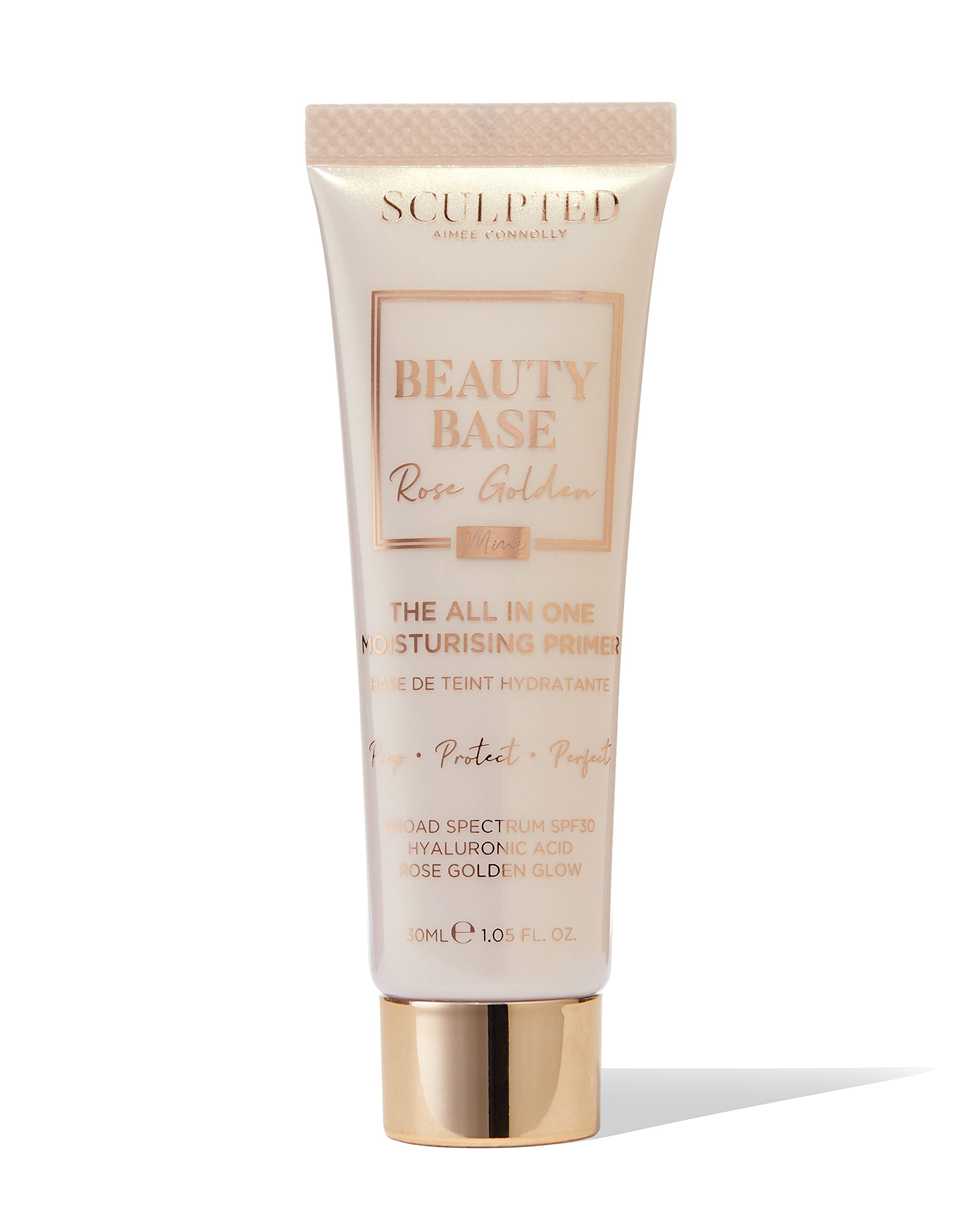 Beauty Base Mini Rose Golden 3-in-1 Primer from Sculpted by Aimee (Rose Golden) - 30ml Travel-Friendly, Moisturising Primer with SPF 30 - Prep, Protect & Perfect your Skin
