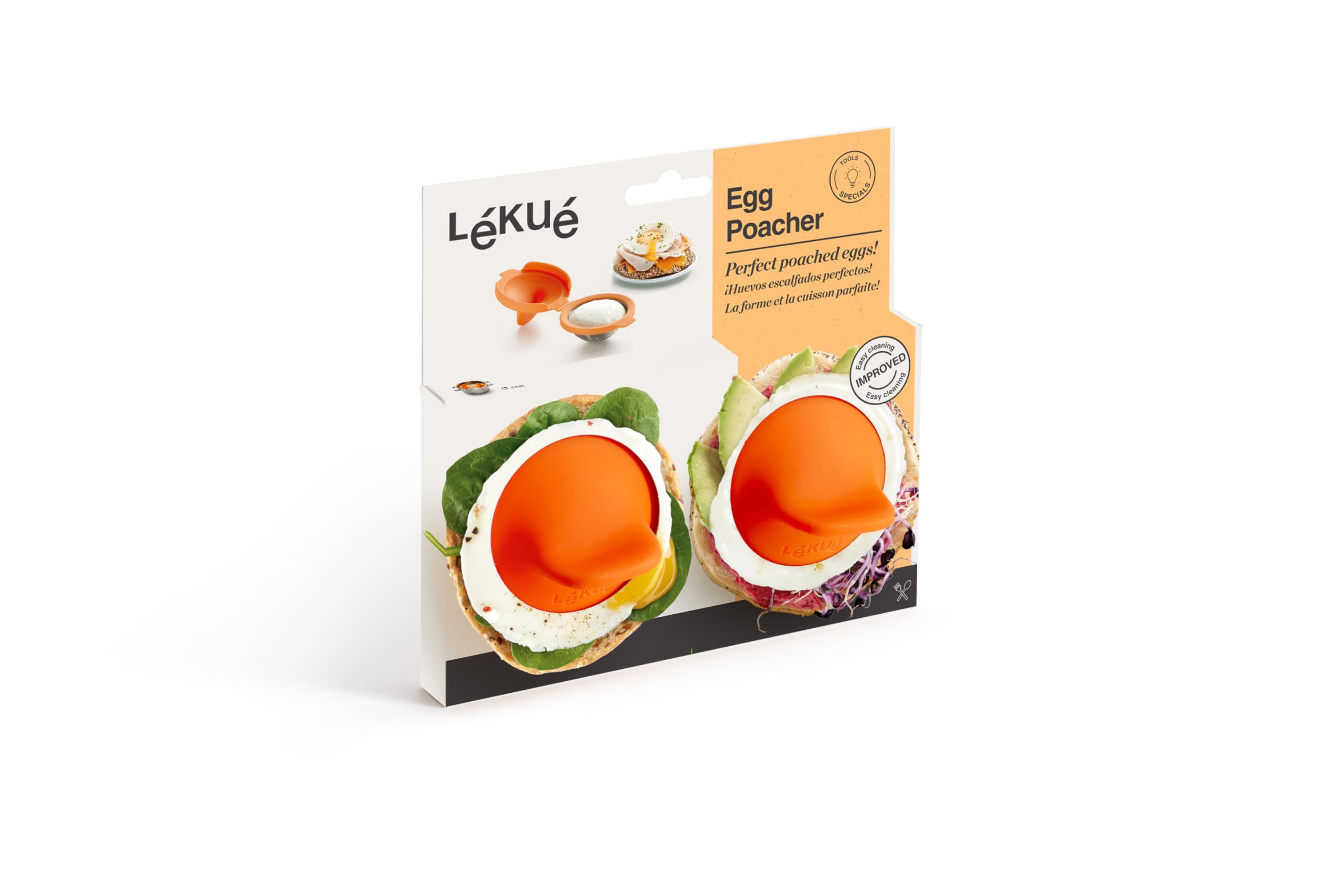 Lékué Poached Pod Maker, Orange, Pack of 2