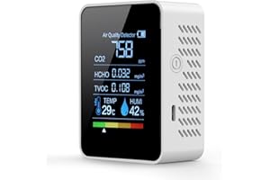 YISPK Air Quality Monitor, Professional Air Quality Detector with CO2 Monitor/HCHO/TVOC/Temperature/Humidity for Home, Hotel, Office, Car