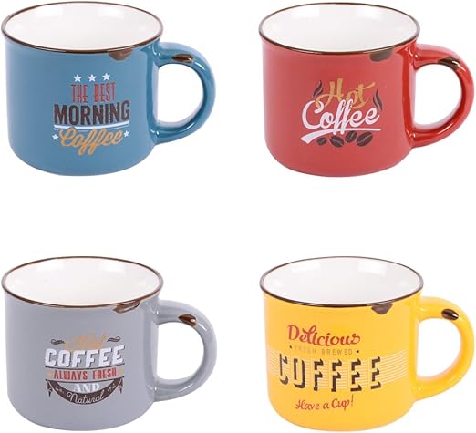 Caja de 8 tazas de café con decoración vintage, mesa Passion: Amazon.es: Hogar
