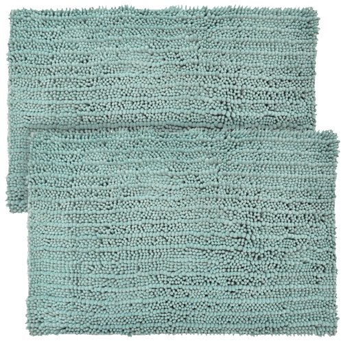 Raphael Rozen Elegant Bath Set of 2 Microfiber Shag Bath Mat, Non Slip Backing, Ultra Soft, Extremely Absorbent and Fast Drying. Durable, Easy Cleaning, Machine Washable. 5 Light Green 17"x24"