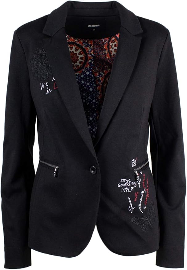 Desigual Blazer Woman AME Claris 19SWEW06 38 (s) Black: Amazon.ca ...