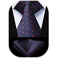 HISDERN Ties for Men Plaid Checkered Tie with Pocket Square Woven Business Formal Necktie Handkerchief Set Wedding Party