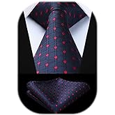 HISDERN Ties for Men Plaid Checkered Tie with Pocket Square Woven Business Formal Necktie Handkerchief Set Wedding Party