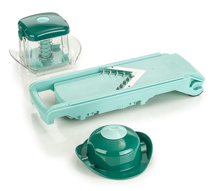 Gemüseschneider Nicer Dicer Fusion Slicer | Verstellbarer Gemüsehobel mit V-Klinge aus Edelstahl | Mandoline mit Julienne Sch