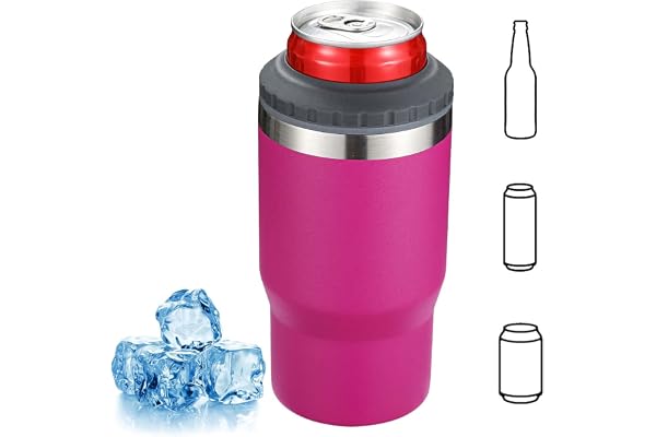 4 In 1 Insulated can Cooler, Stainless Steel Bottle and Can Cozy for 12oz standard Cans, Slim Cans and Beer Bottles, or as a