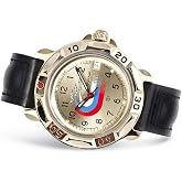 VOSTOK | Men&rsquo;s Komandirskie Russian Air Force Aerobatic Team | Military Style Mechanical Watch | Model 819564 Leather Band