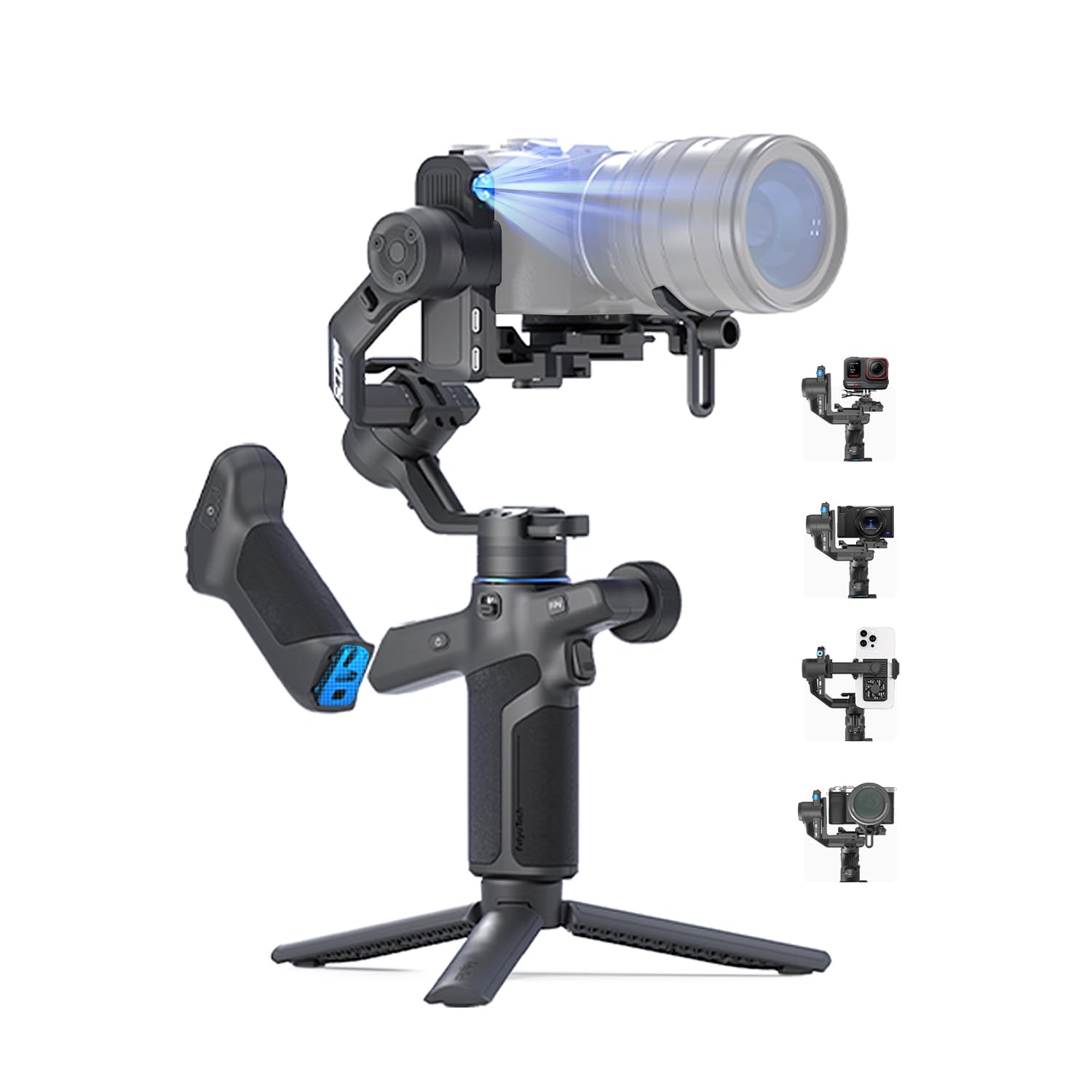 Photo 1 of FeiyuTech SCORP Mini 3 Pro Camera Gimbal with AI Tracker,Detachable Remote Handle All in One Camera Stabilizer,for Sony/Canon/Nikon/Gopro11/DJI Action 5 pro/iPhone 16,Payload 4.4lbs,Bluetooth Control