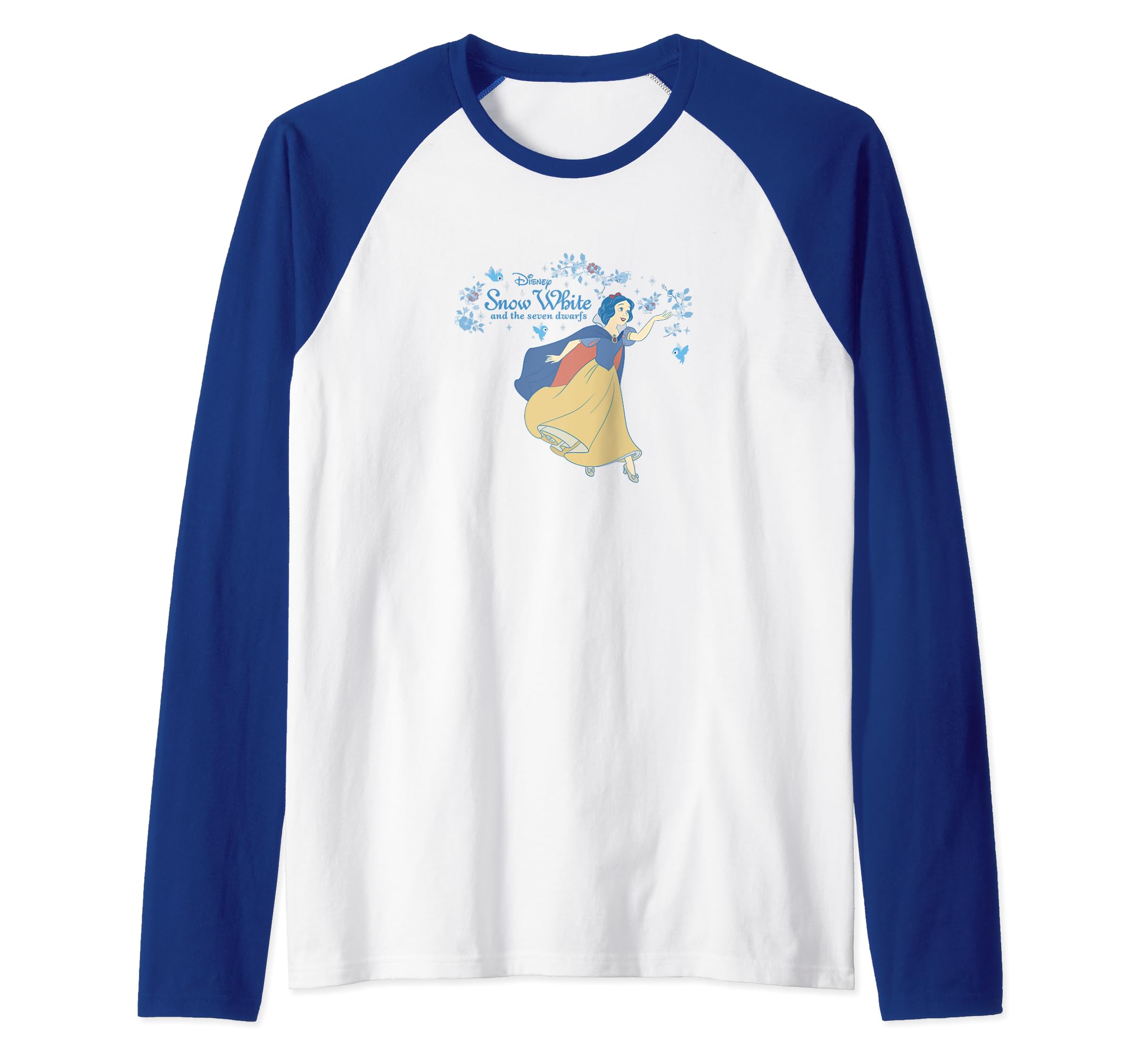 Disney Snow White Floral Bird Logo Raglan Baseball Tee