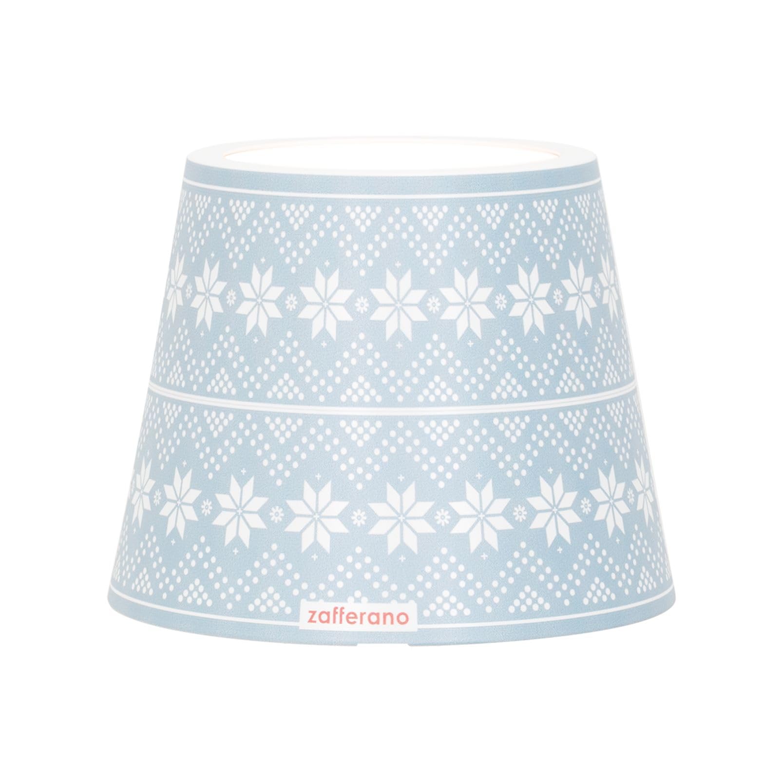 Zafferano, Poldina Cover Christmas Special Edition, Metal Lampshade for Table Lamp, Compatible with Poldina Lamps, Designed in Italy, Ø11.4 x 8.9 cm, Colour Light Blue - Snowflakes Decoration