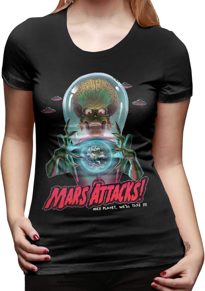 Amazon.com: Women's Short-Sleeved T-Shirt Mars Attacks Unique Retro Design Black Xx-Large: Clothing