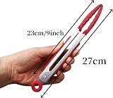 ZHIYE 9 Inch Kitchen Tongs 4 Pcs Stainless Steel With Silicone Tips Locking Clip view 3