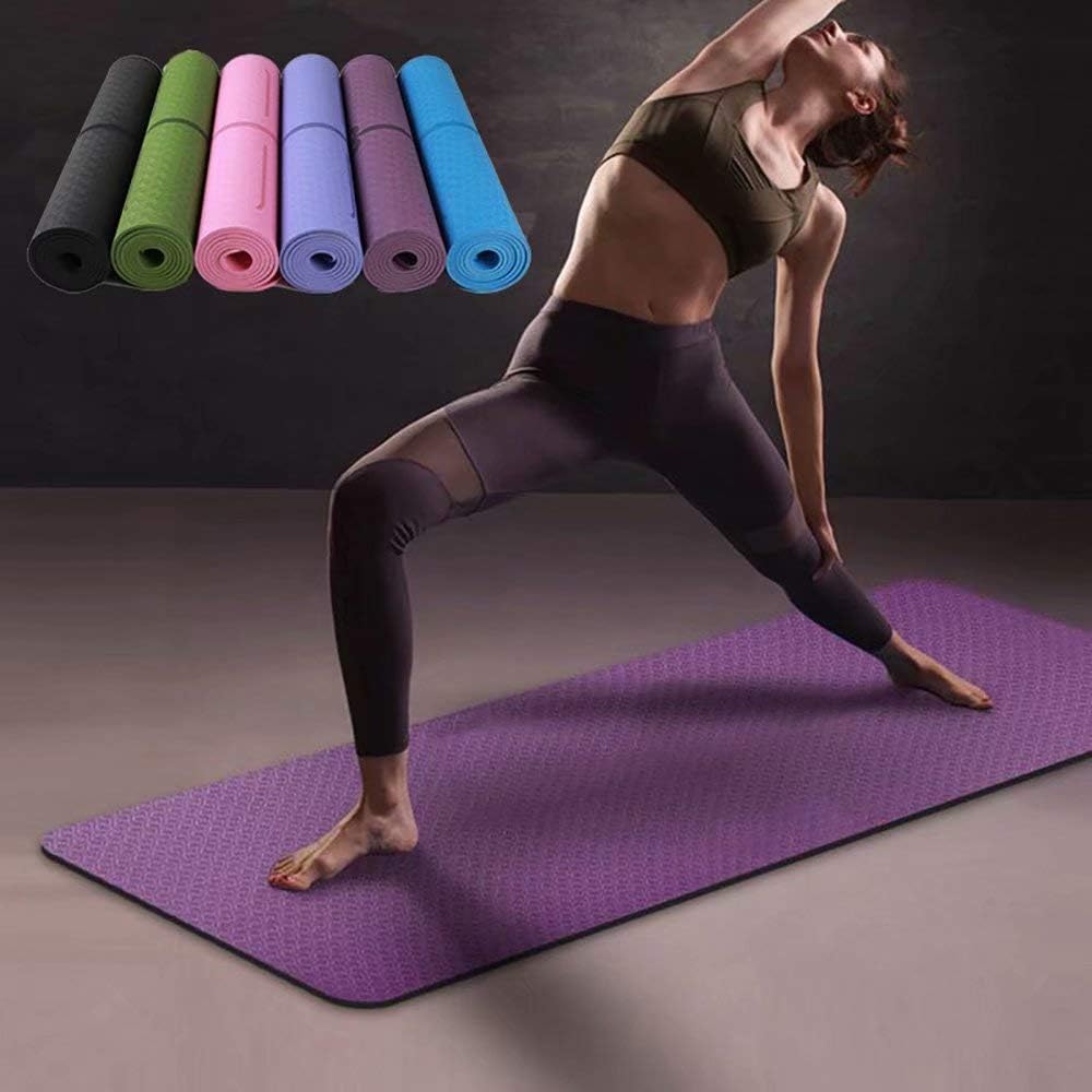 Fatapaese Yoga Mat - Premium TPE 6mm Print Reversible Extra Thick Non Slip Exercise & Fitness Mat for All Types of Yoga, Pilates & Floor Workouts
