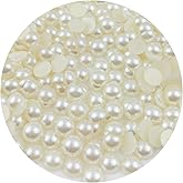 Mulutoo 350PCS 12mm Round Half Pearls for Crafts Jewelry Scrapbooking, Nail Art Decoration (41-Ivory White)