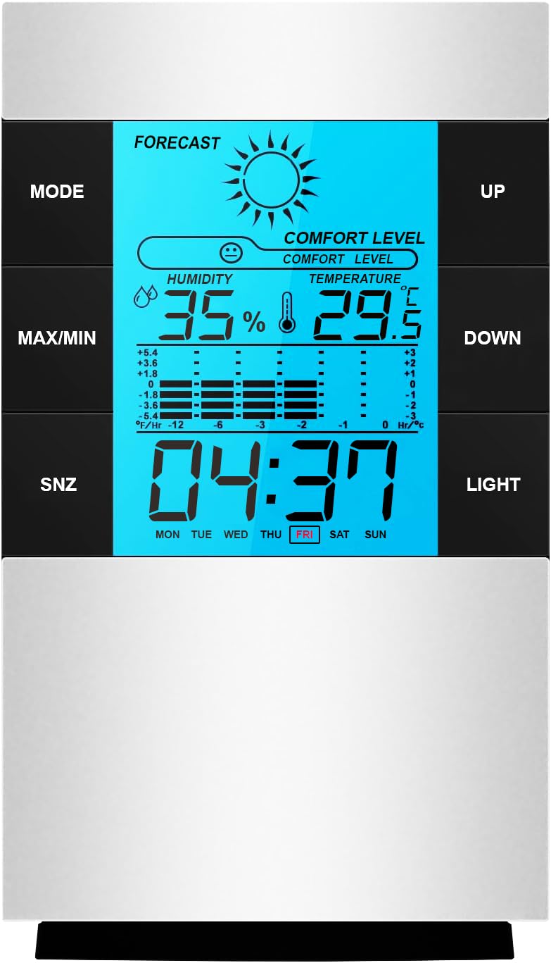 Room Thermometer - Indoor Digital Humidity Meter with Large Clear LCD Display - Thermometer Room Temperature Monitoring and Time Record - Baby Room Hygrometer for Home (1)