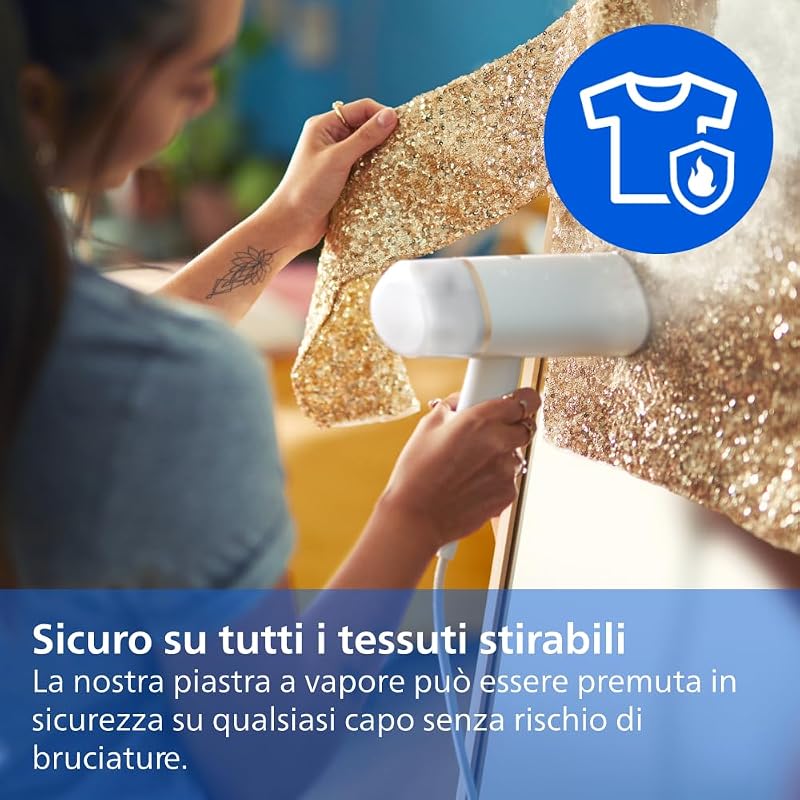 Philips 3000 Ferro da Stiro Verticale a Vapore Pieghevole, 20 g/min, 1000W