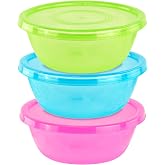 DecorRack 3 Extra Large Serving Bowls with Lids, 5.25 qt, Assorted