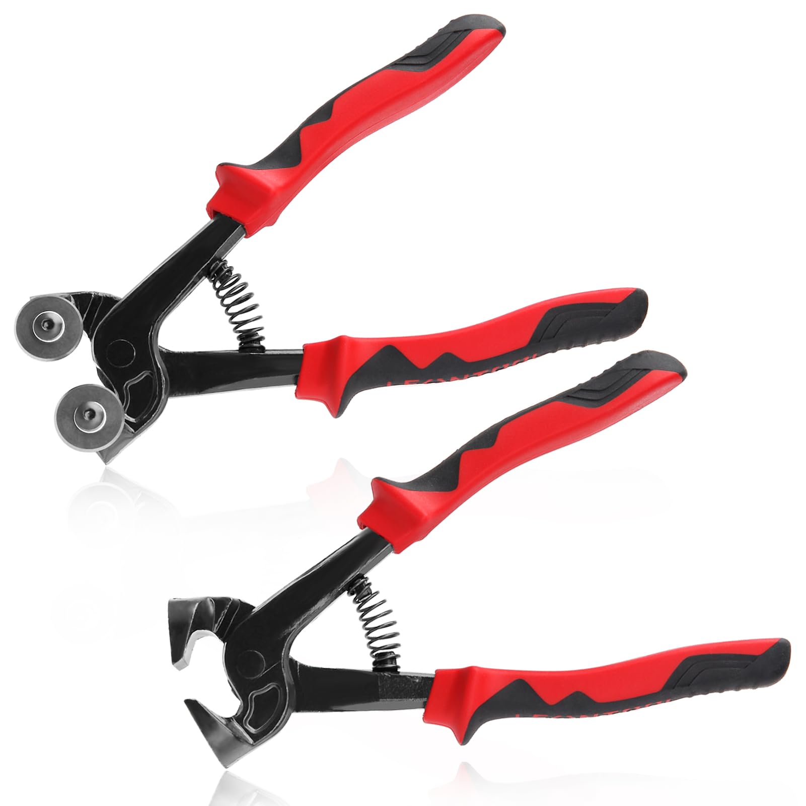 LEONTOOL 2 Pcs Glass Tile Nippers Set Heavy Duty Wheeled Glass Mosaic Nipper & Ceramic Tile Nipper with TPR Handle Nipper Cutting Tools Set for Cutting Ceramic Stained Glass Tile
