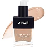 Airmilk Foundation Makeup,30ml with Makeup Sponge Puff (LIGHT COOL) | Long Lasting, Brightening Liquid Face Makeup with Salicylic Acid Tattoo Cover, Hydrating, Breathable for All Skin Types