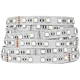 BTF-LIGHTING 5050 RGBW RGB+Cool White(6000K-7000K) 4 Colors in 1 LED Tape Light DC24V 5m 16.4ft 60LED/m Multi-Colored IP30 White 12mm PCB for Bedroom Kitchen Home Decoration(No Adapter or Controller)