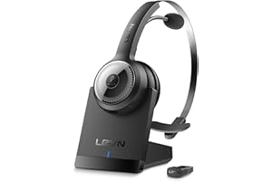 LEVN Bluetooth 5.0 Headset, Wireless Headset with Microphone (AI Noise Cancelling), 35Hrs Bluetooth Headphones with USB Dongle for PC, Suitable for Remote Work/Call Center/Zoom/Online Class/Trucker