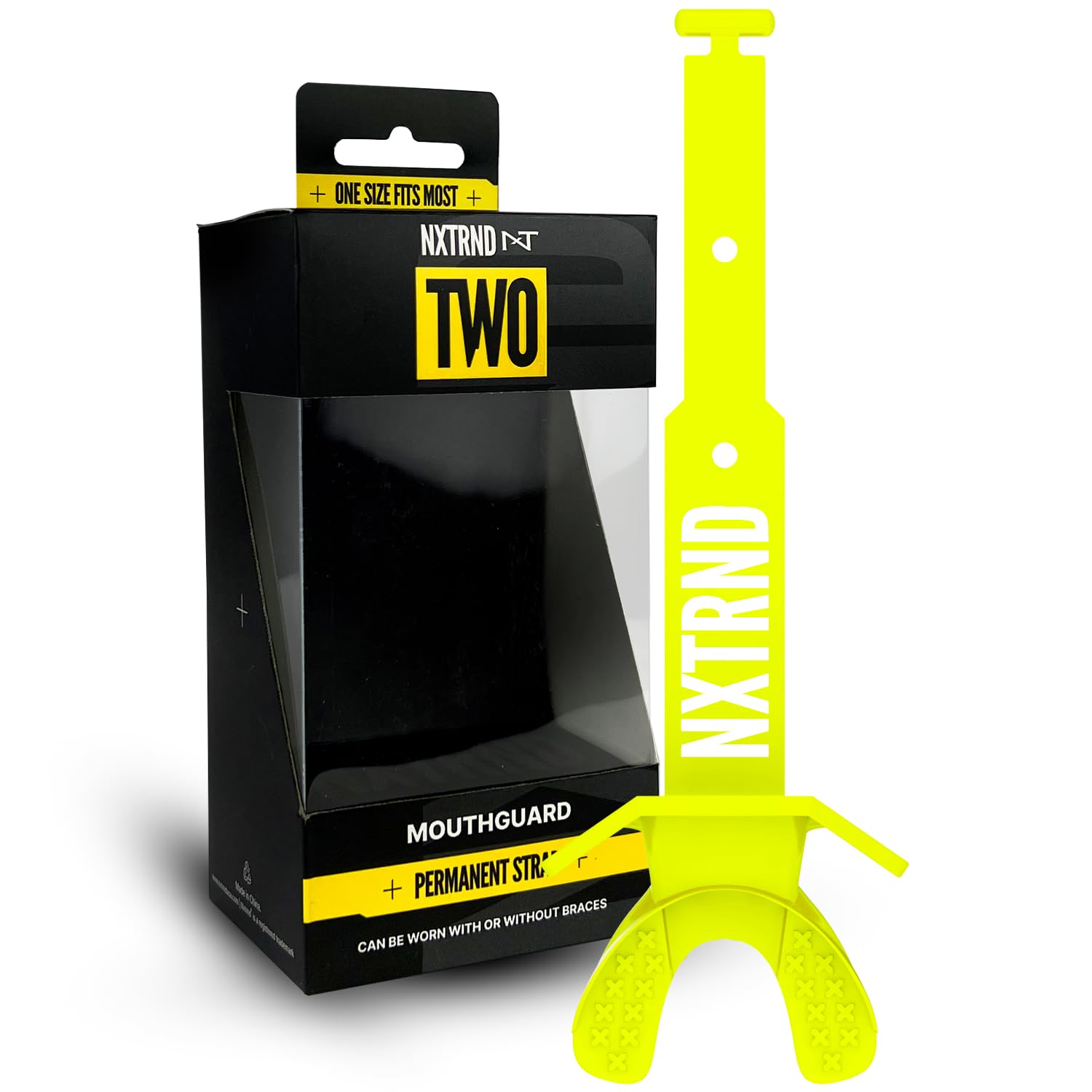 Photo 1 of Nxtrnd Two Football Mouth Guard, Football Mouthpiece with Strap, Fits Adult & Youth (Neon Yellow)