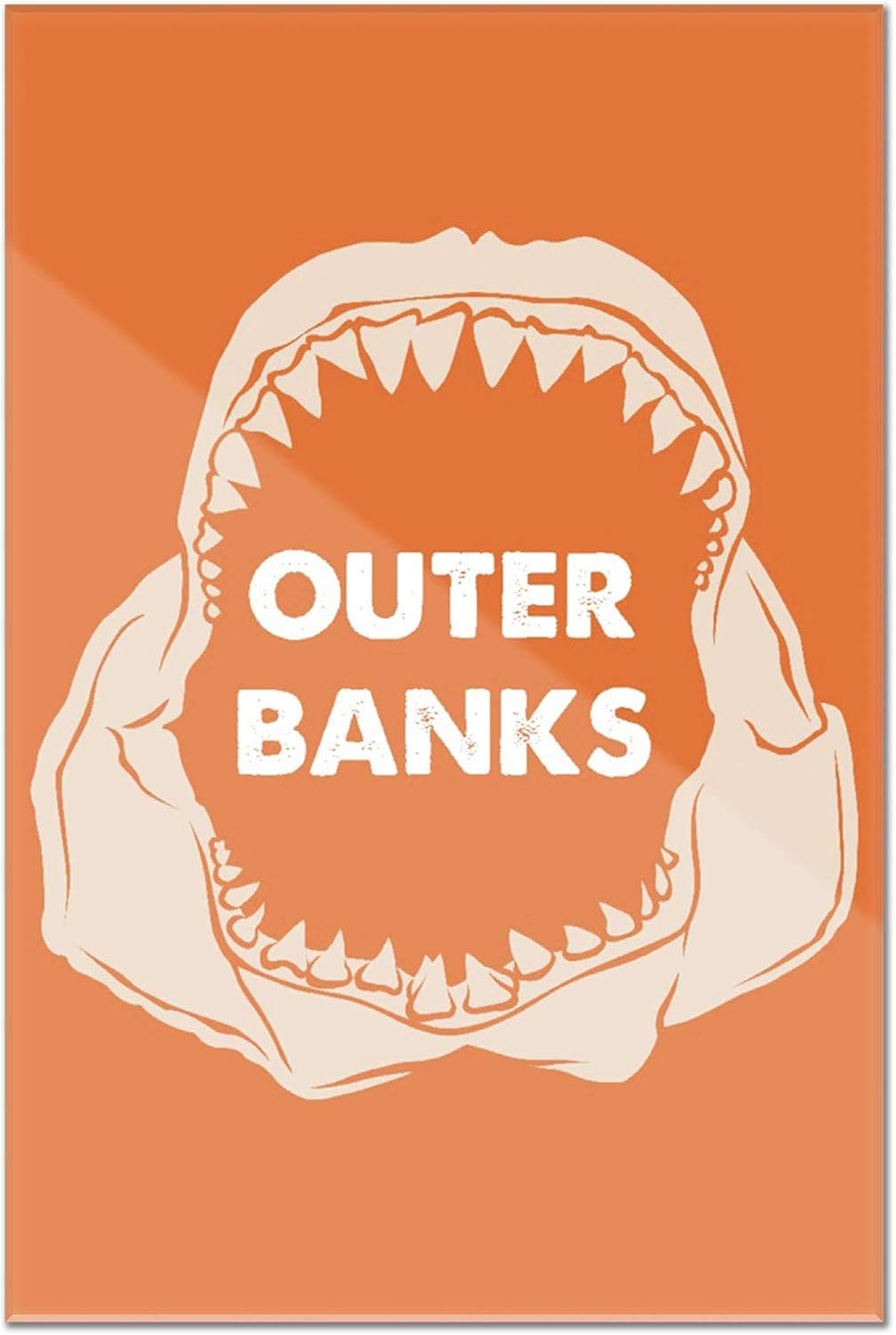 Outer Banks, North Carolina - Shark Bite - Orange Background 106496 (16x24 Acrylic Wall Art Gallery Quality)