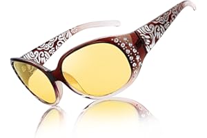 HAOLOTA Polarized Sunglasses for Women, Rhinestone Wrap Around Sunglasses with UV400 Protection