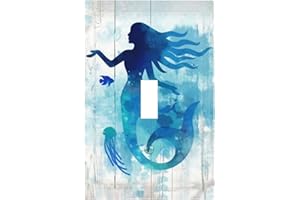 SPTVAN Mermaid Scales Decorative 1 Gang Single Toggle Light Switch Cover Electrical Wall Plate Cute Switchplate for Kids Girl Bedroom Bathroom Room Home House Decor Faceplate Mid-size
