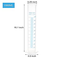 Bekith 4 Pack 1000ml Plastic Graduated Cylinder