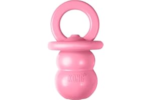 KONG Puppy Binkie - Pacifier Dog Toy for Puppies - Stuffable Treat Chew Toy for Treats - Durable Natural Rubber for Teething Puppy - for Small Puppies - Pink