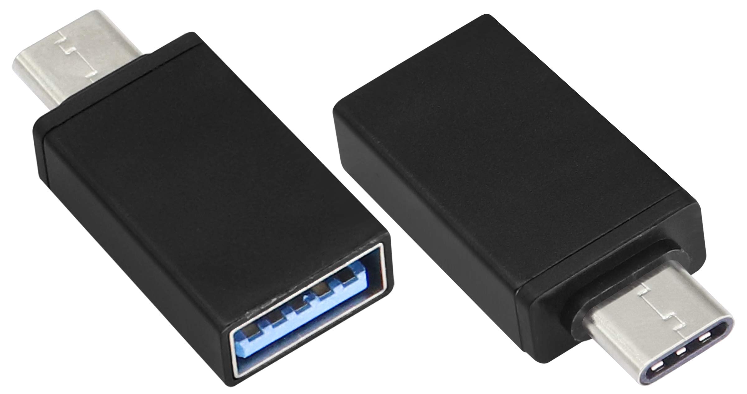 AAOTOKK Type C to USB 2.0 Adapter Aluminum Type C Male to USB A 2.0 Female Converter, On The Go (OTG) for Smartphone, Laptops,Mouse Keyboards, More USB and Type-C Devices(2 Pack-Black)