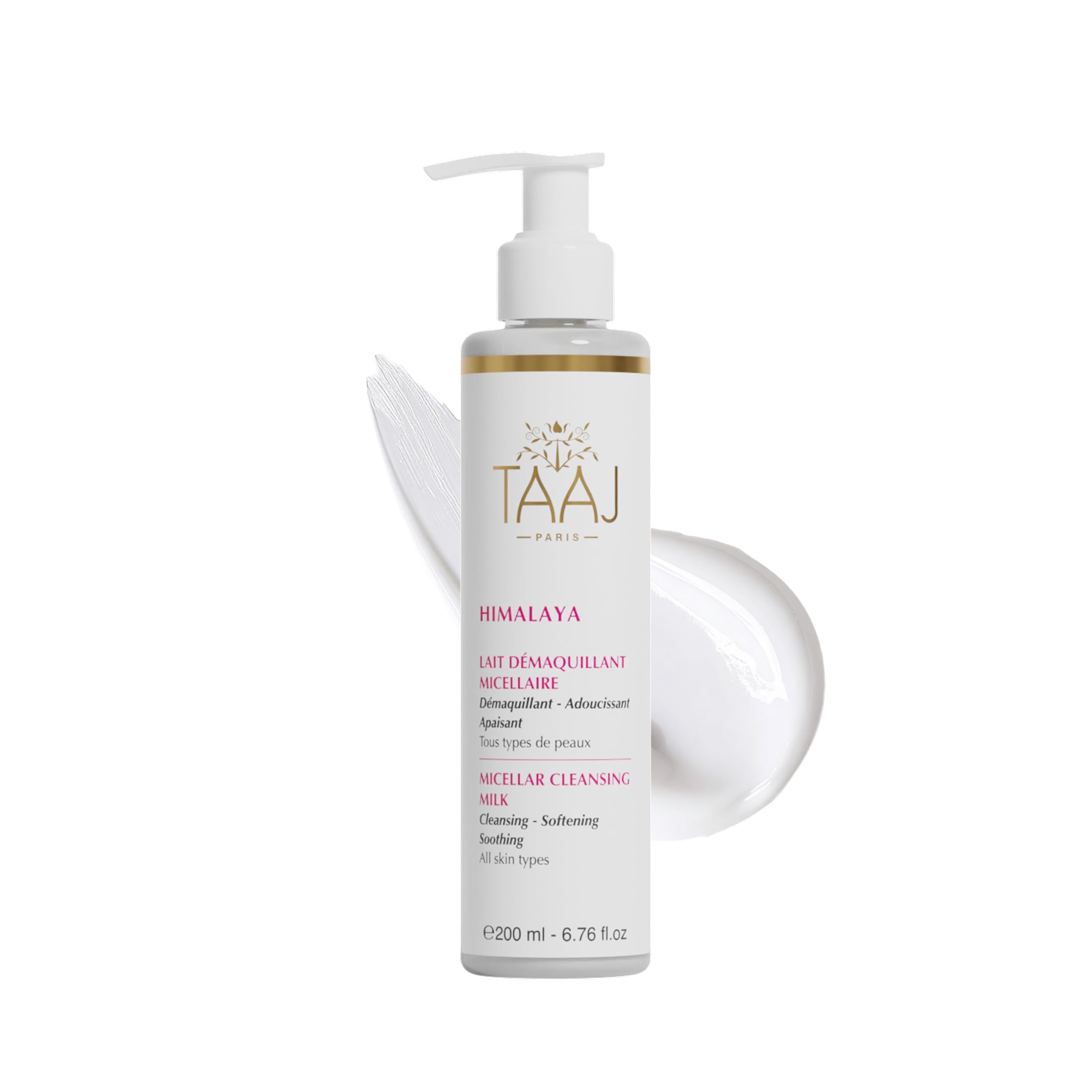 TAAJ | Hymalaya Micellar Cleansing Milk | Cleanses and removes make-up | Removes impurities | Skin is perfectly soft and supple | Complexion is fresh and radiant | Vegan | CrueltyFree | 200ML