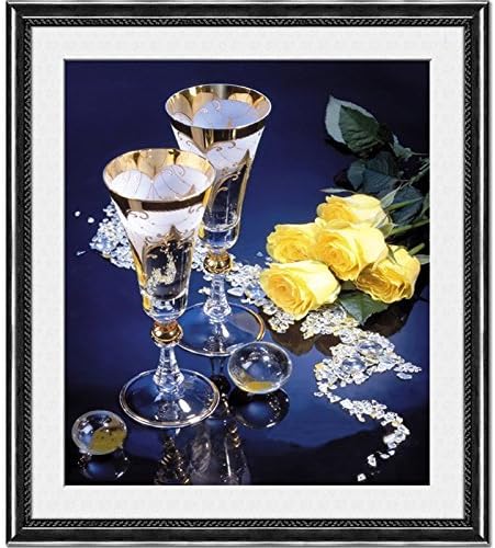 Cross stitch, crystal cup, rose, C0027