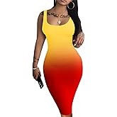 Nimsruc Women Casual Sexy Tank Top Bodycon Dress Summer Pencil Sleeveless Basic Midi Club Dresses