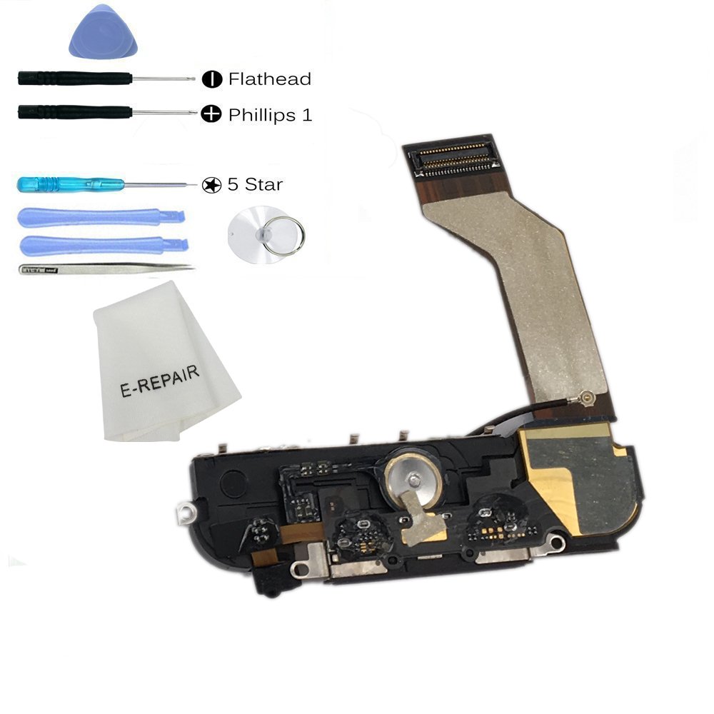 Charging Port Dock Flex Cable Assembly With Loud Speaker Wifi Antenna Home Button Preinstalled For Iphone 4s Black Amazon In Electronics