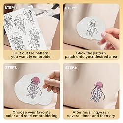 DOODLREAM 16Pcs Jellyfish Embroidery Pattern